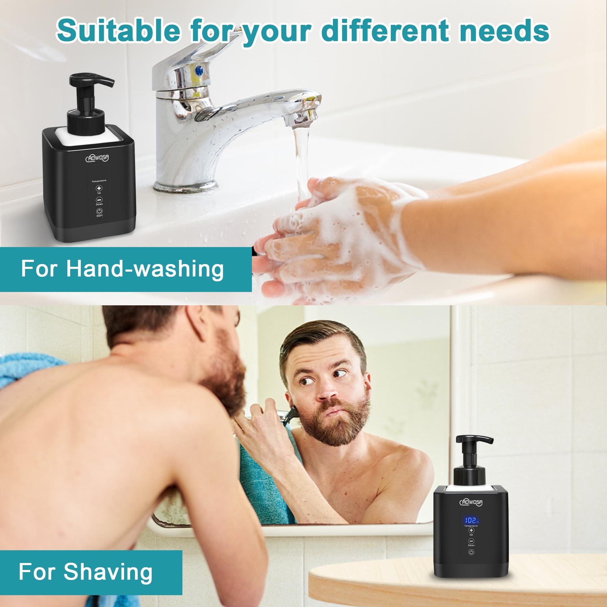 AOWOSA Hot Lather Machine for Shaving Professional Lather Maker for Men Face Shaving Large Capacity Shaving Foam Machine for Home Use Salon Barber Shop, with 2 Foam Bottle and Temperature Digital Display