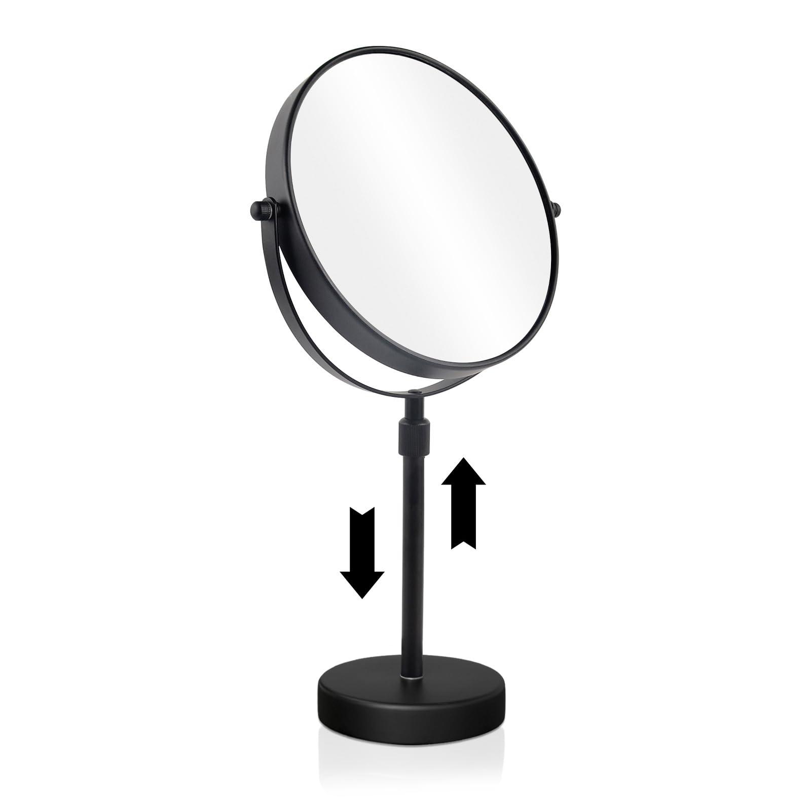 Nicesail Nicesail Higher Taller Tabletop Makeup Mirror of 8 Inch, 5X Magnified Makeup Mirror Countertop Standing, Height Adjustable, Double Sided Mirror in Matte Black (8 Inch, 5X)