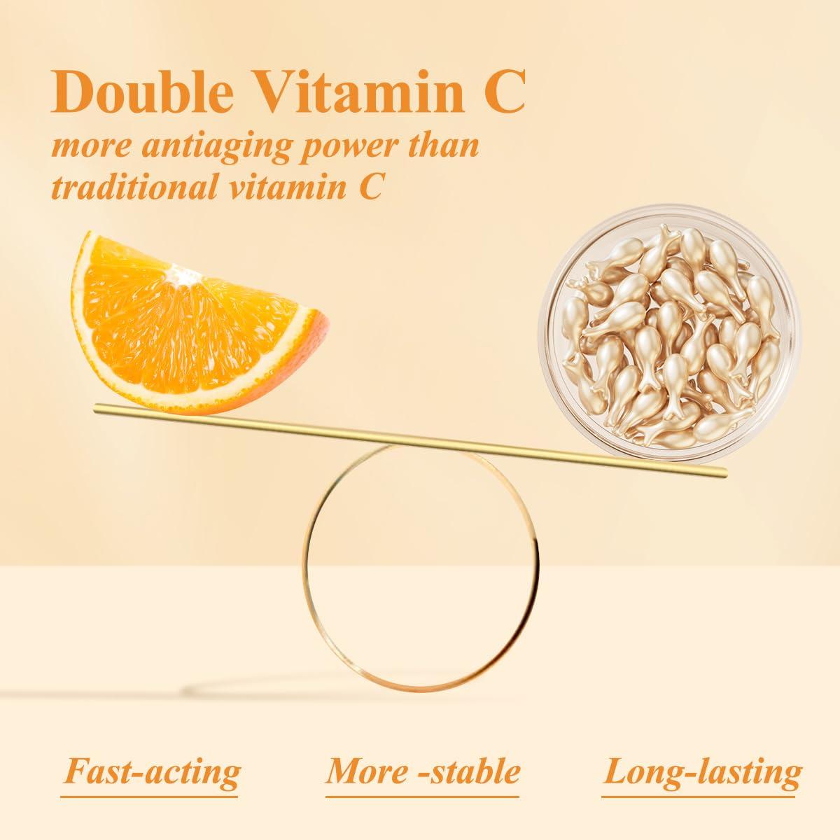 HKH HKH Vitamin C Super Serum for Face - Anti Aging Vitamin E Facial Serum Capsules with Niacinamide, Vit C Serum Oil for Women, Even Skin Tone, Reduce Wrinkles, Moisturise, Travel Friendly (38 Capsules)