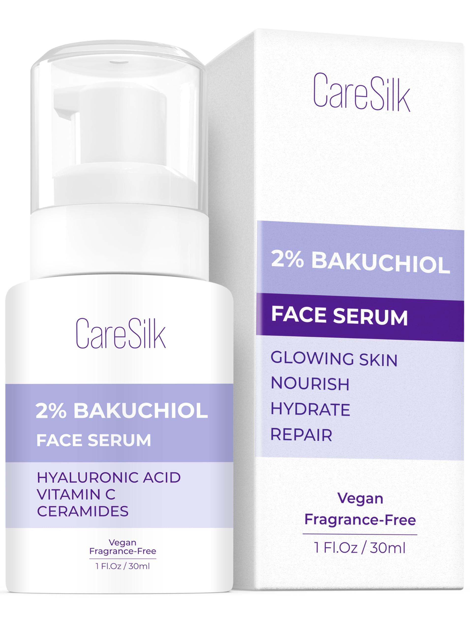 CARESILK Bakuchiol Face Serum - Natural Retinol Alternative Extract - Renewal Facial Moisturizer - Vitamin C Pure Vegan Treatment - Para Las Arrugas