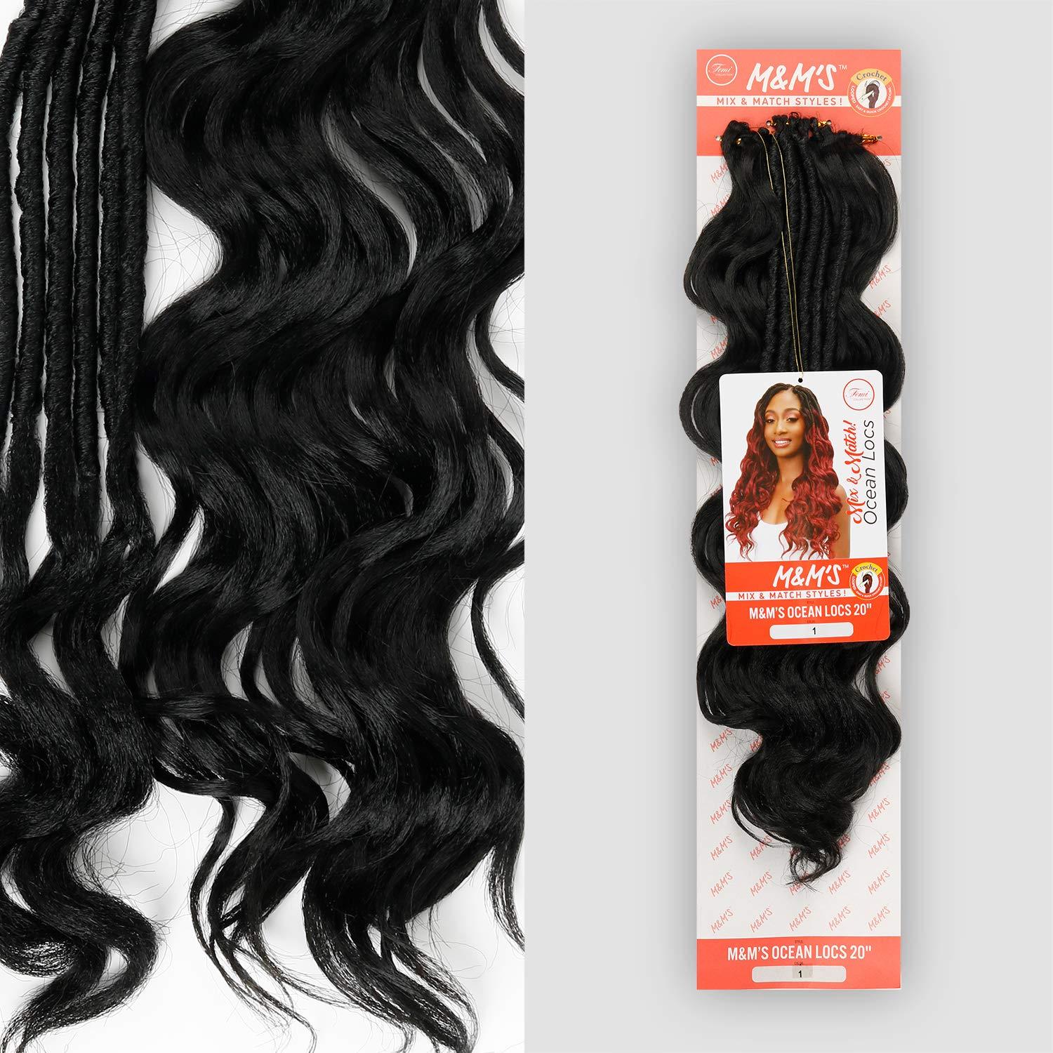 Hair Plus Femi Collection MnM'S Crochet Braids MnM'S Ocean Locs 20" (1-pack, T1B/BURG)