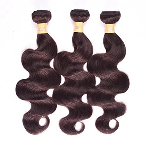 WOME WOME 8A Peruvian Virgin Hair Body Wave 3 Bundles Remy Human Hair Weaves 100% Unprocessed Peruvian Body Wave Hair Extensions Dark Brown Color (10 10 10,#2)