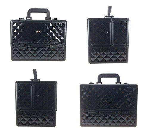 MUA Professional Makeup Artist Travel Cosmetic Train Case w/ 3 Tier Side Extendable Trays Aluminum Hard Case