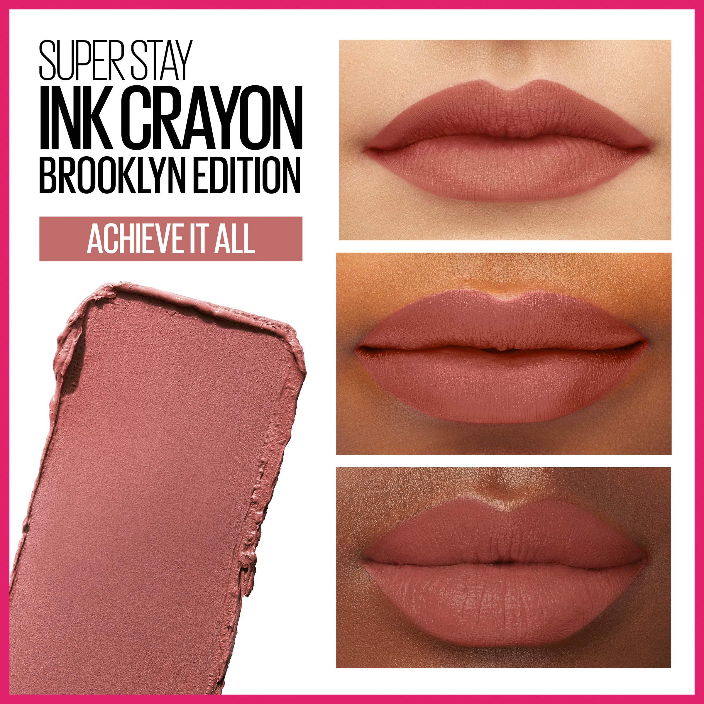 MAYBELLINE Maybelline New York Maybelline Super Stay Ink Crayon Matte Longwear Lipstick Makeup, Achieve It All, 0.04 Ounce ., 155 Achieve It All, 0.04 ounces (Pack of 2)