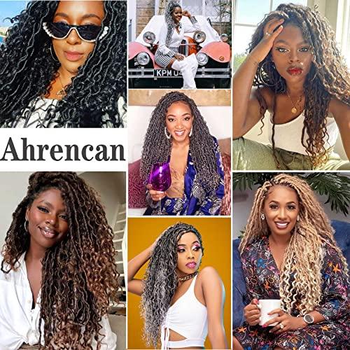 Ahrencan 613 Goddess Locs Crochet Hair,5 Packs 14 Inch Pre Looped Blonde Boho Goddess Faux Locs Crochet Hair With Curly Ends,Soft Hippie Locs Crochet Hair For Women Human Hair (14in,5packs, 613#)
