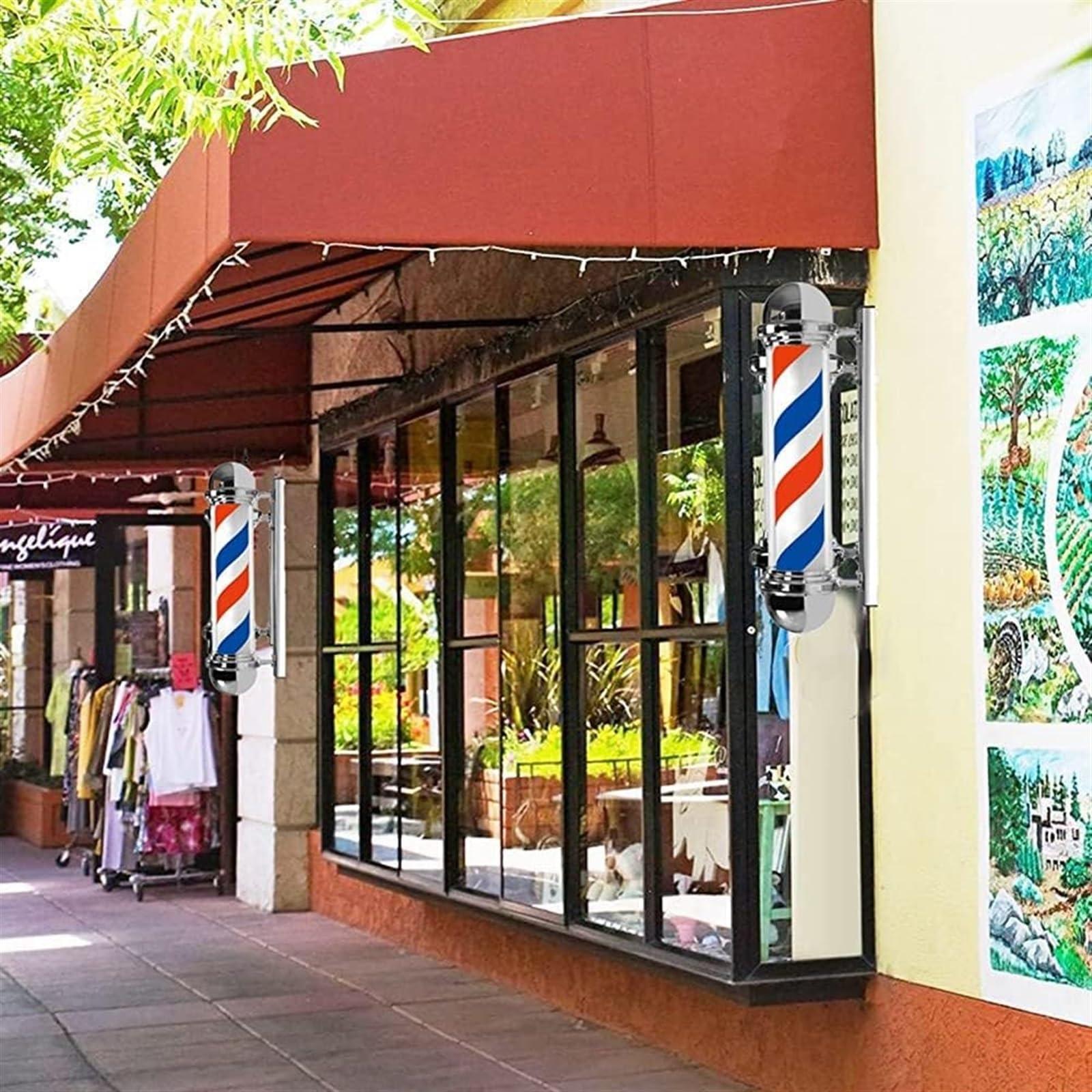 KouRY Barber Pole Light Barber Pole LED Red White Blue Rotating Light LED Stripes Pole Light Hair Salon Sign Wall Mount Rotating Light (Color : Red White)