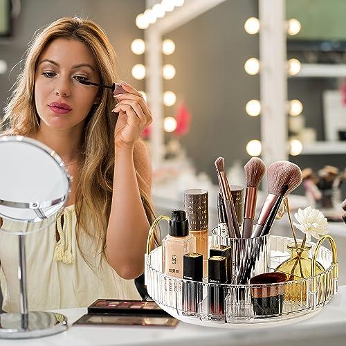 Weidace Weidace 360 Rotating Makeup Organizer, Large Capacity Perfume Organizer for Dresser, Bathroom Counter Organizer with Makeup Brush Holder, Fits Vanity, Bedroom, Bathroom Countertop (1 Tier, White)