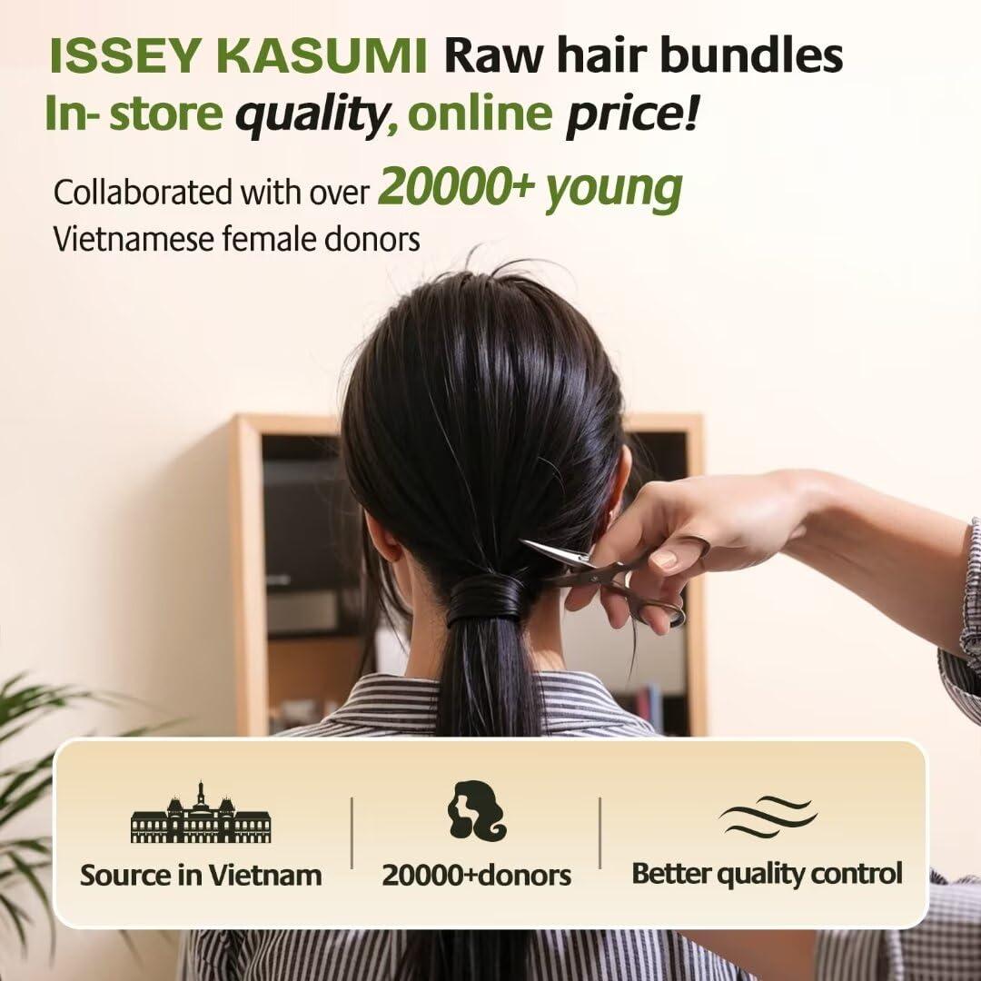 ISSEY KASUMI ISSEY KASUMI Raw Vietnamese Human Hair Bundles,Triple Lifespan Than Regular Virgin Hair,In-Store Quality,Online Price! 100% Raw Vietnamese Hair Bundles Straight Raw Hair 3 Bundles 18 18 18 Inches