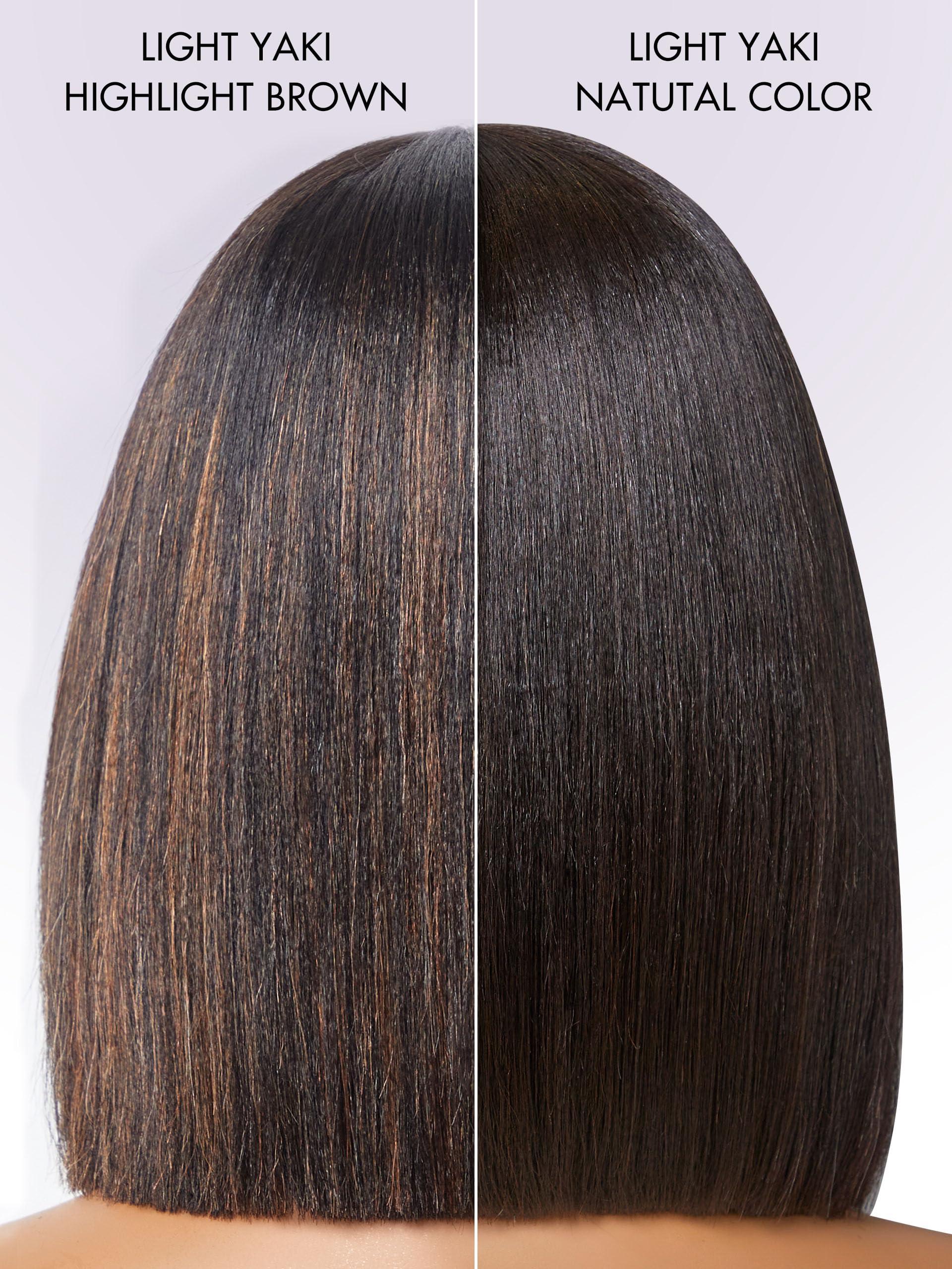 LUVME HAIR LUVME HAIR 10 Inch Yaki Straight Bob Wig with Bangs Human Hair Glueless HD Lace Bob Wig with Brown Highlights, Ready to Go Short Wigs For Women 180 Density (Breathable Cap)