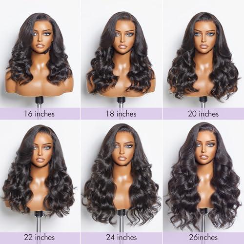 LUVME HAIR LUVME HAIR 18\'\' Loose Body Wave Lace Front Wigs Human Hair 13x4 Pre Cut Lace Glueless Human Hair Wig Pre Plucked Long Black Body Wave Wig 180 Density