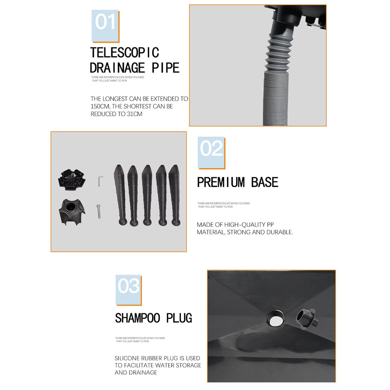 ZJDYDY Portable Mobile Shampoo Bowl, Hair Height Adjustable Shampoo Rinse Basin, Family Barber Beauty Shop Elderly/Pregnant Women Hair Washing Sink,Standing Shampoo Basin Sink with Drain Pipe and Bucket