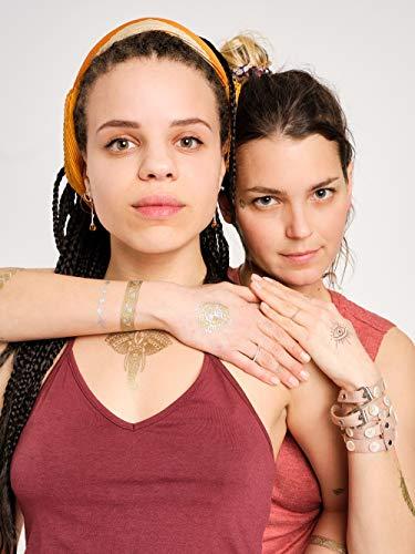 Tatsy Temporary Tattoo Set By Tatsy, The Festival Set, Shiny Glitter Gold, For Women and Men, Original, Unique Design, Cover Up, Fancy Patterns, Waterproof Tattoos, Elephant, Arrows