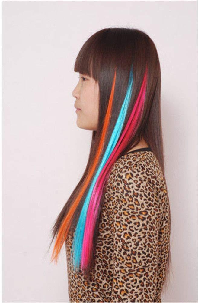 Aimeely Aimeely 6PCS Colorful 22" Long Straight Party Cosplay Hair Extensions Clip In Hairpieces for Women 1#