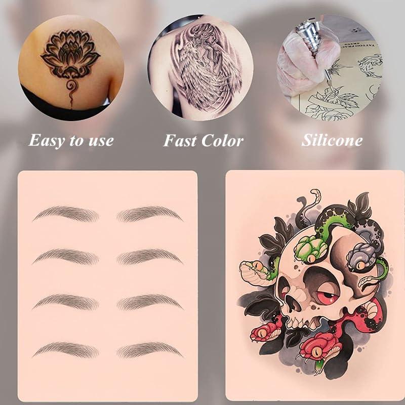 Yuelong Blank Tattoo Skin Practice - Yuelong 10Pcs Double Sides Fake Skin Soft Silicone Pads 7.4x5.6\" Tattooing Microblading or lips practice skin for Beginners and Experienced Tattoo Artists