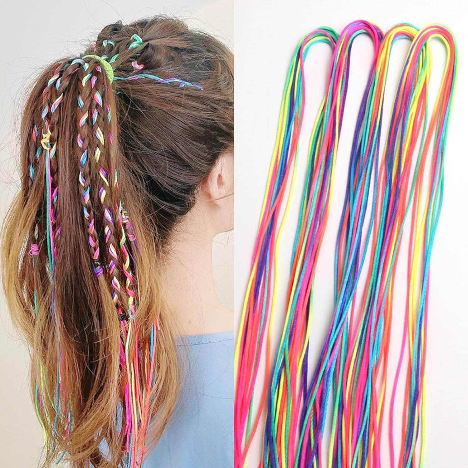 YFKJ 32Pcs Colorful Hair Wrap String For Braids, Multi Rainbow Braiding Hair Tie, Gradient Color Hair Rope Band, Girls Braids Hair Styling Accessories (B#)