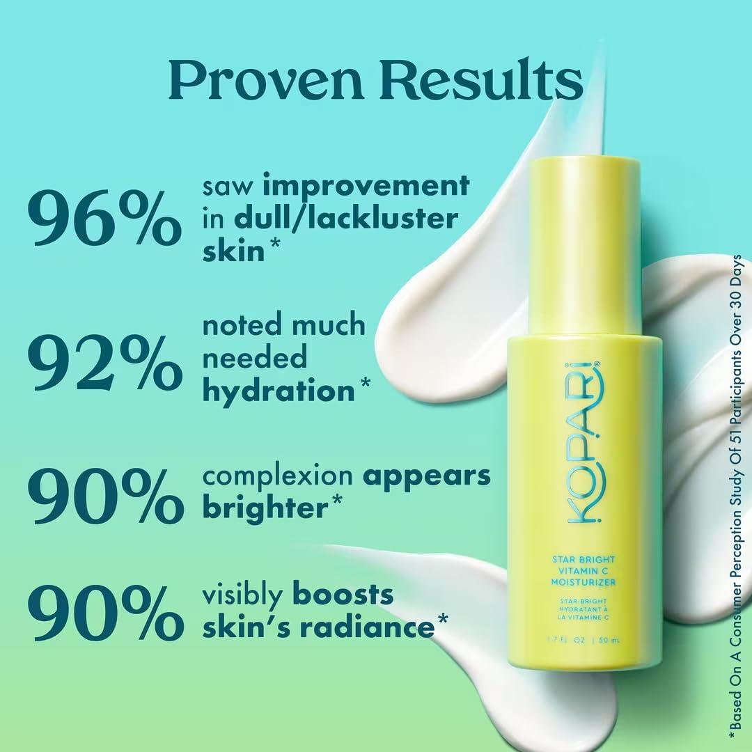 Kopari Kopari Star Bright Vitamin C Moisturizer with Starfruit & Niacinamide, Lightweight Formula Melts Into Skin, Brighten & Even Complexion, 1.7oz