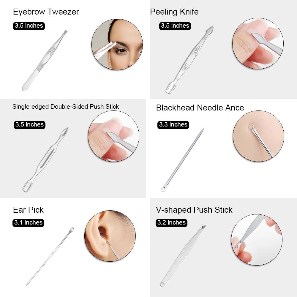 ZIZZON ZIZZON Manicure, Pedicure Kit, Nail Clippers Set of 12Pcs, Professional Grooming Kit, Nail Tools with Luxurious Travel Case