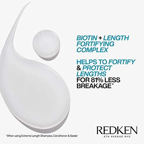 REDKEN REDKEN Extreme Length Shampoo, Conditioner and Leave-In Conditioner Set For Damaged and All Hair Types - Prevents Breakage and Strengthens Hair, Infused With Biotin For Hair Growth