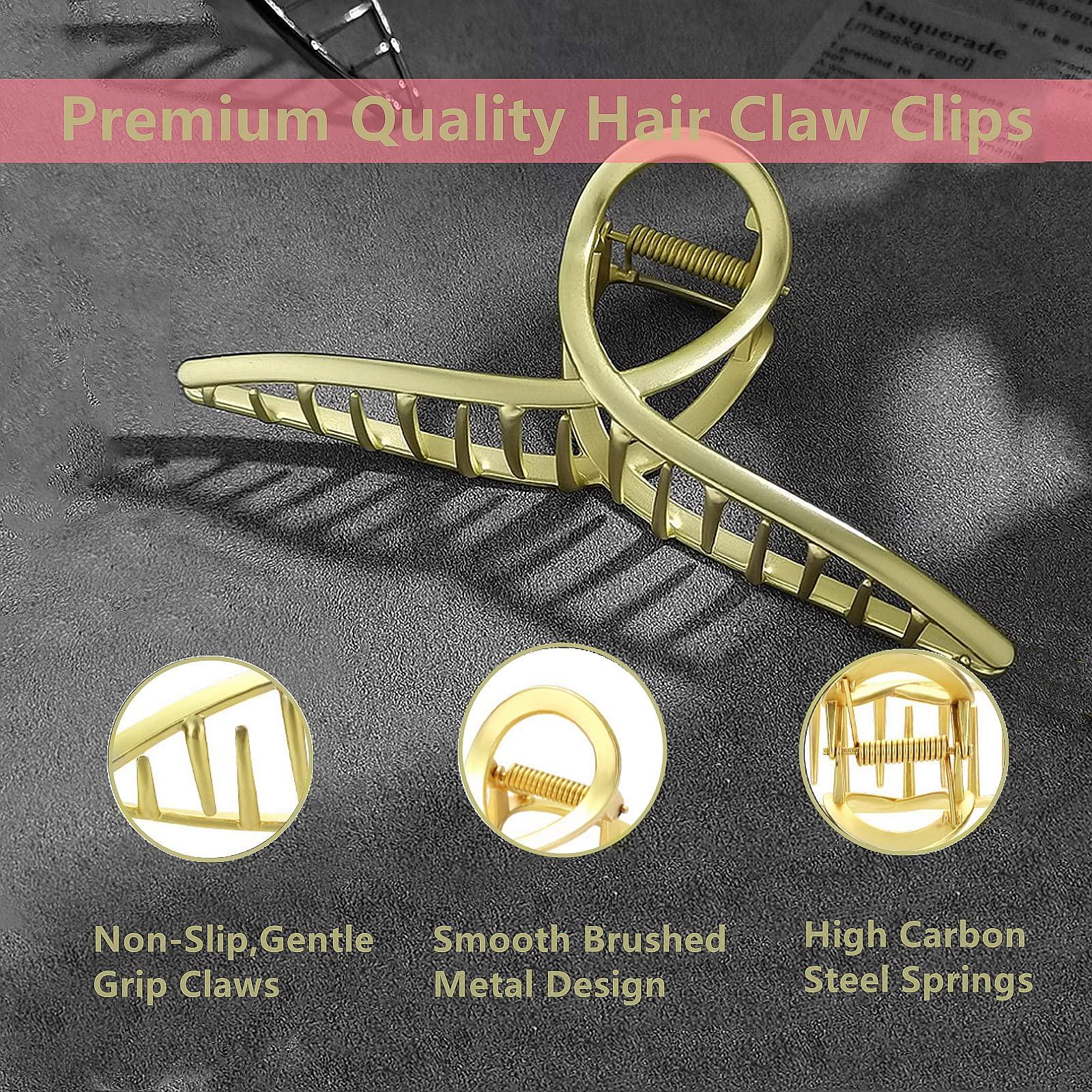 MirthCity MirthCity 3 Pcs Big Metal Hair Claw Clips for Thick Hair Elegant Banana Hair Clips for Women Non-Slip Barrette Hair Clips Hair Accessories for Women Girls