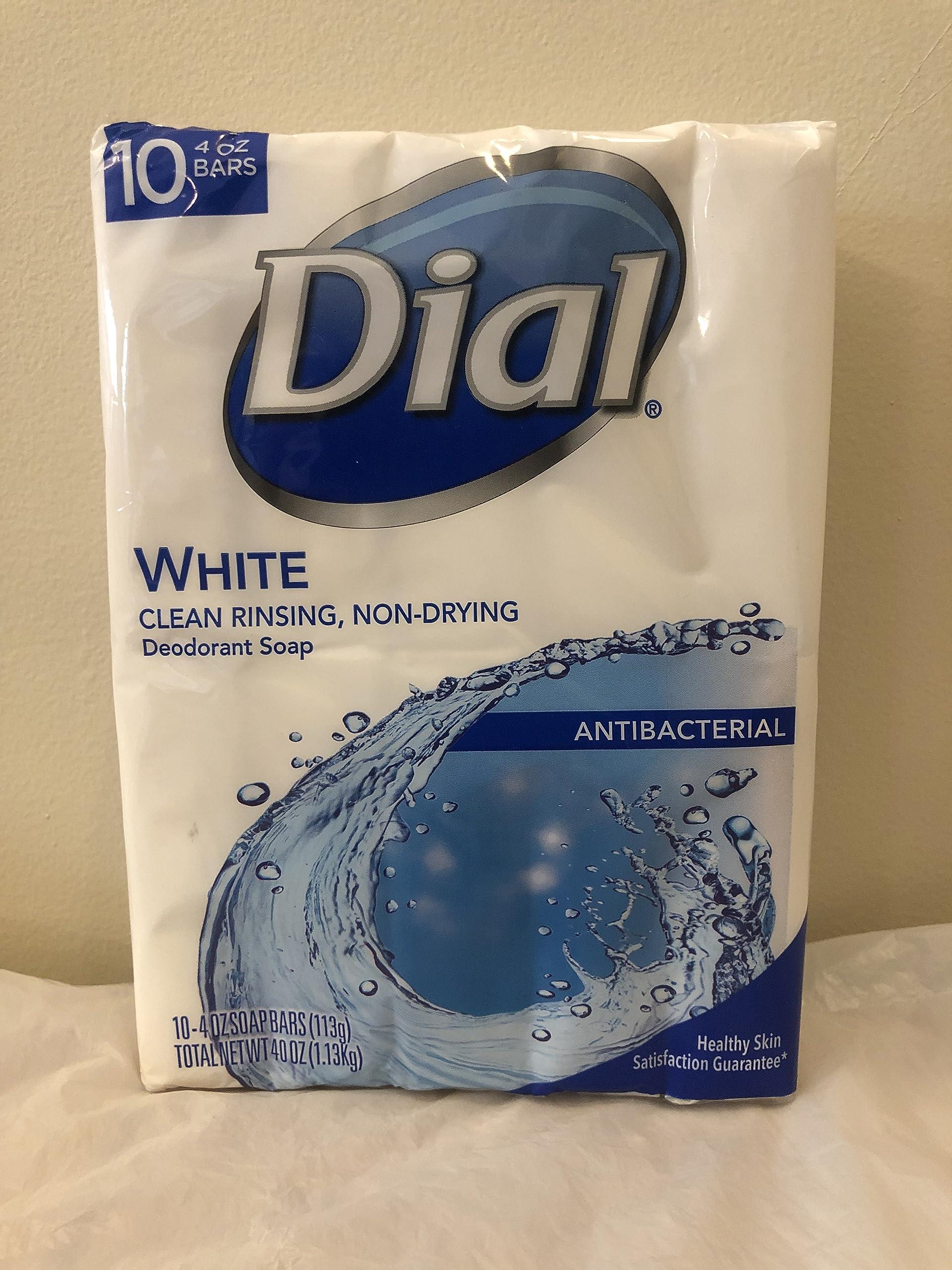 Dial Dial Antibacterial Bar Soap, White, 4 Ounce, 10 Bars