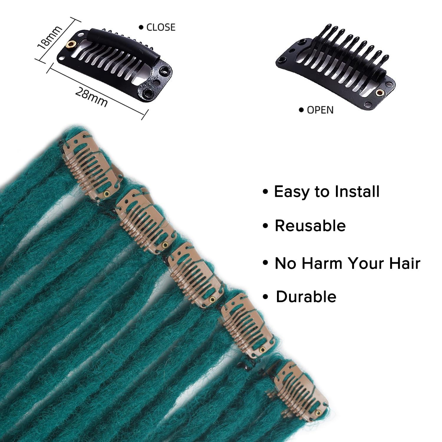 Kyriena Kyriena 24 inch 5PCS Boho Dreadlock Extensions Clip In, 5 Clips with 15 Strands SE Curly Dreads with Box Braid Castleton Green Synthetic Crochet Bohemian Styles Dreads for Woman