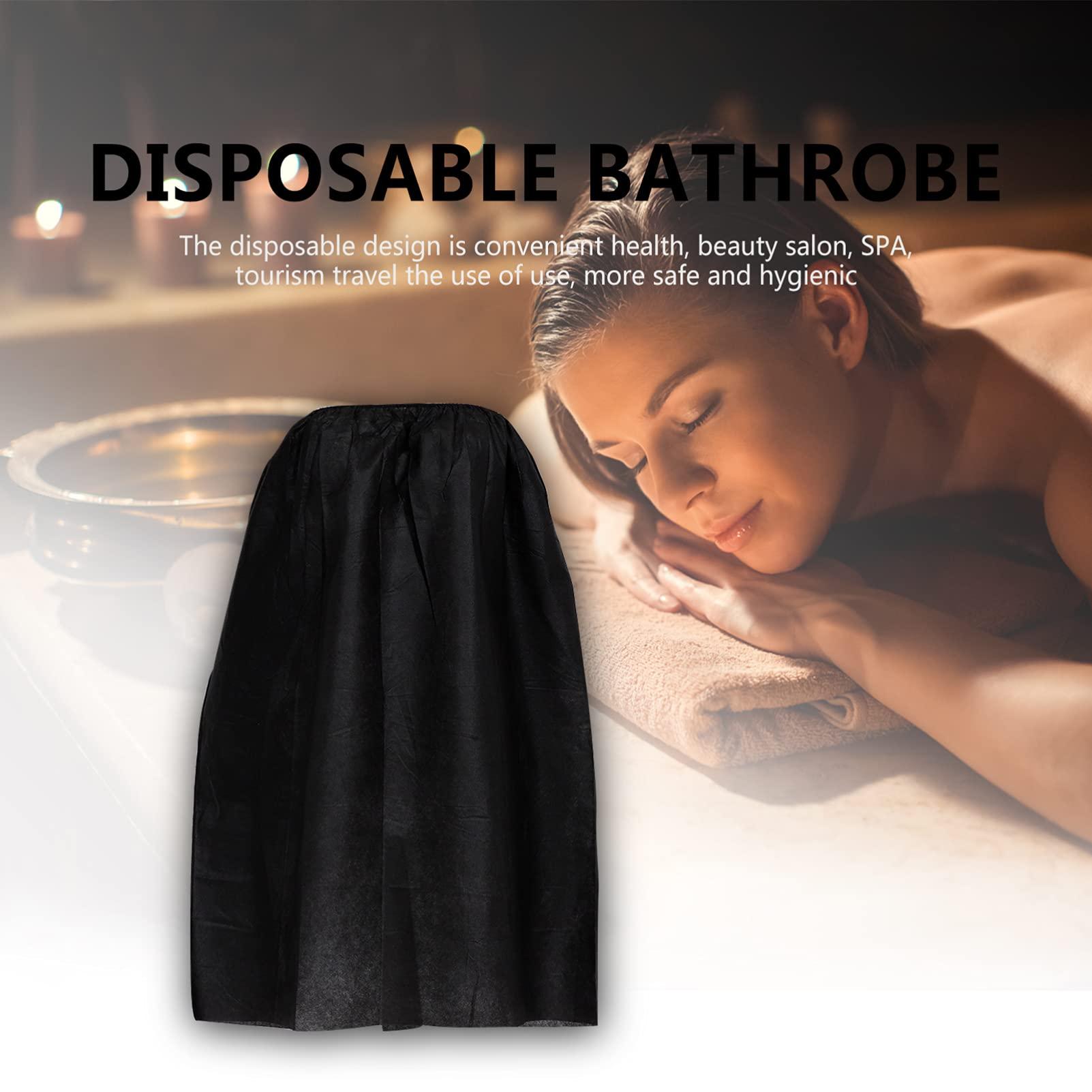 EXCEART EXCEART 10Pcs Disposable Bath Skirt Non Woven Salon Shower SPA Dress Towels Bathtub Body Wrap for Women Ladies Black