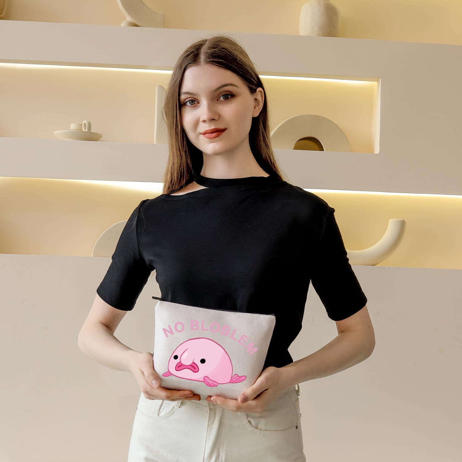 BDPWSS BDPWSS Blobfish Makeup Bag Blobfish Lover Gift No Bloblem Gift For Blobfish Fans Gift Fish Lover Gift Sea Animal Lovers Gift (No Bloblem)