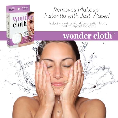 Wonder Wonder Cloth (Pack of 3) - All Natural Make-Up Remover Cloth, Removes Makeup Instantly with Just Water, Cleanses and Exfoliates, Machine Washable