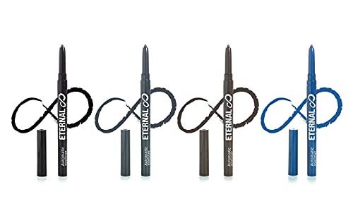 Eternal Eternal Cosmetics Automatic Water Resistant Eyeliner Set – Easy Glide-on for a Professional All Day Smokey or Dramatic Effect, Long Lasting and No Smudge Mechanical Eye Pencil (4 Pack)