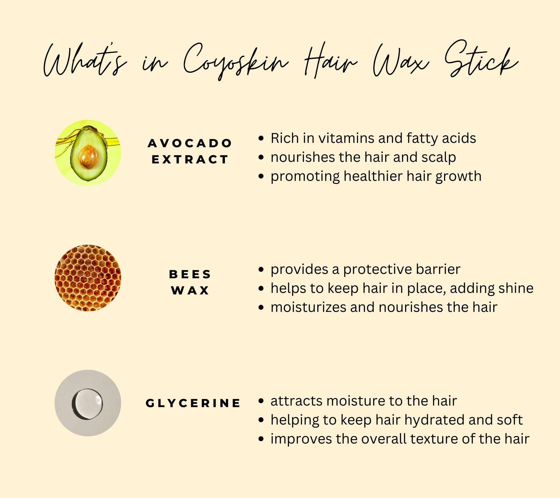 COYOSKIN COYOSKIN Hair Wax Stick - Styling Wax Stick - Long Lasting Waterproof - Hair Wax Stick for Wigs - Strong Hold Non-greasy Styling Hair Pomade Stick - For Fly away Hair, Adding volume or Defining curls