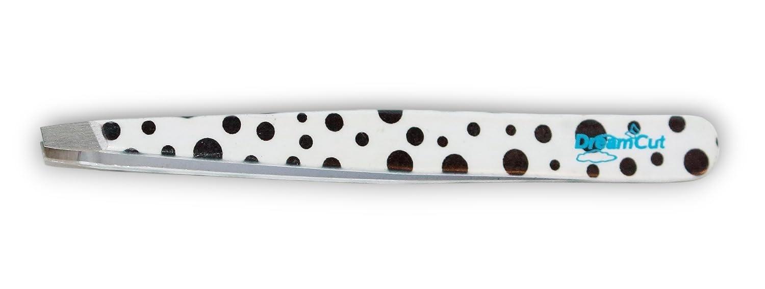 DreamCut DreamCut Black and White Polka Dot Expert Slant Tweezers