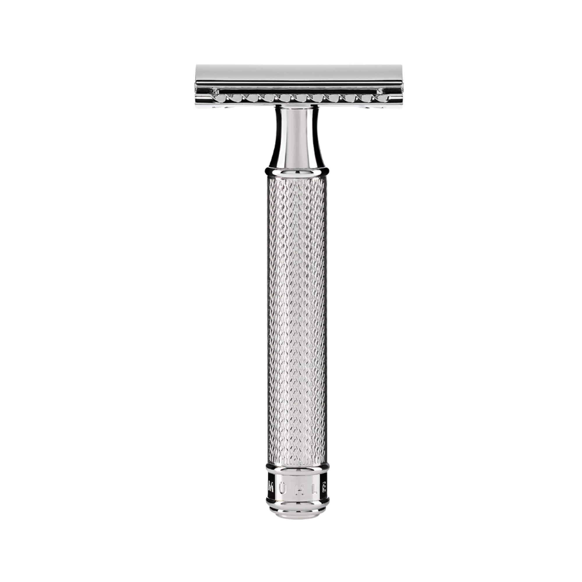 MHLE MHLE EDITION Chrome 2-Piece Shaving Set - Classic Closed Comb R89 Safety Razor & Razor Stand Safety Razor Kit for Men, Shaving Razor, Straight Razor Shaving Kit for Men