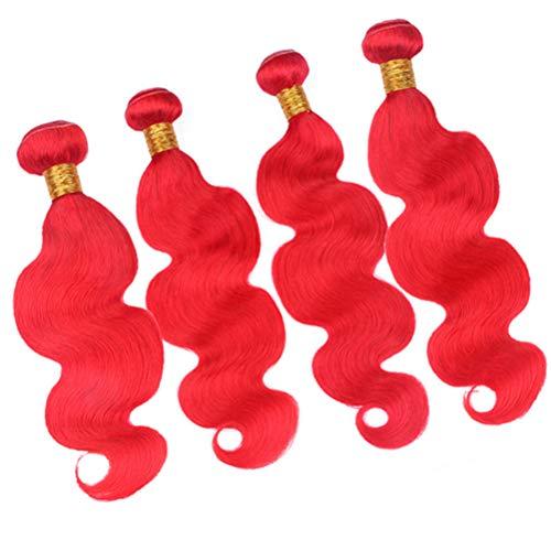 General Zara Hair Brazilian Red Hair 4 Bundles Deals Body Wave Bright Red Human Hair Extensions Cheap Red Wavy Virgin Hair Weave Wefts 400g/Lot Mixed Length (10 10 10 10 Inch)