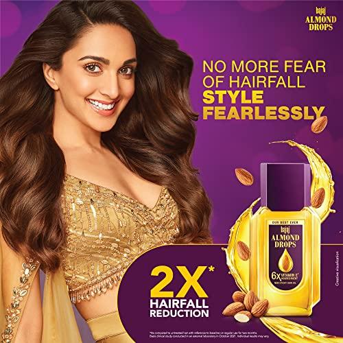Bajaj Bajaj Almond Drops Hair Oil 6X Vitamin E Nourishment Non-Sticky Hair Oil For Hair Fall Control 190ml (Transparent)