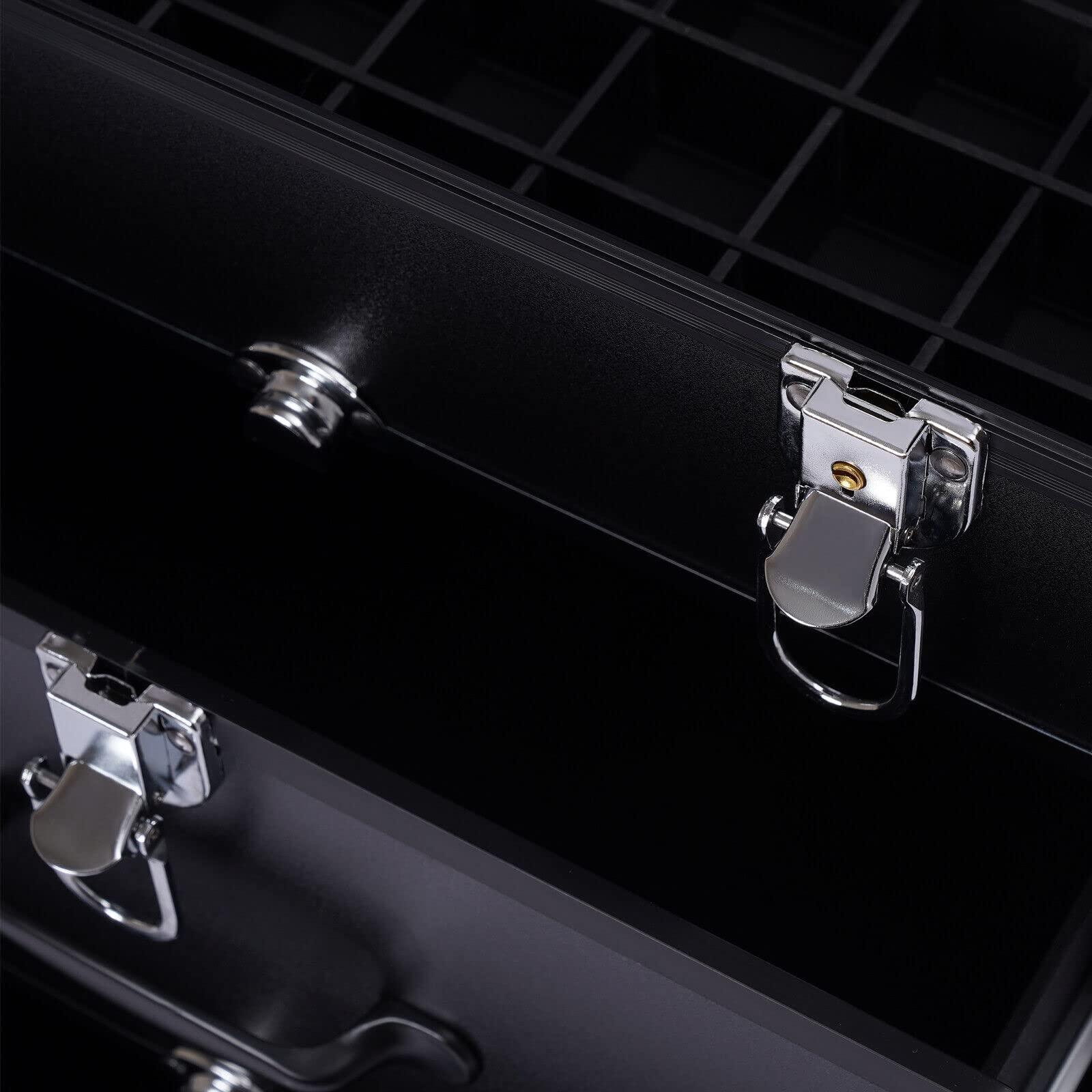 Cutycaty Cutycaty Makeup Train Case Rolling Makeup Case Cosmetology Case on Wheels Professional Makeup Travel Case with Adjustable Dividers Makeup Brushes Storage Organizer (3 Layers, Black)