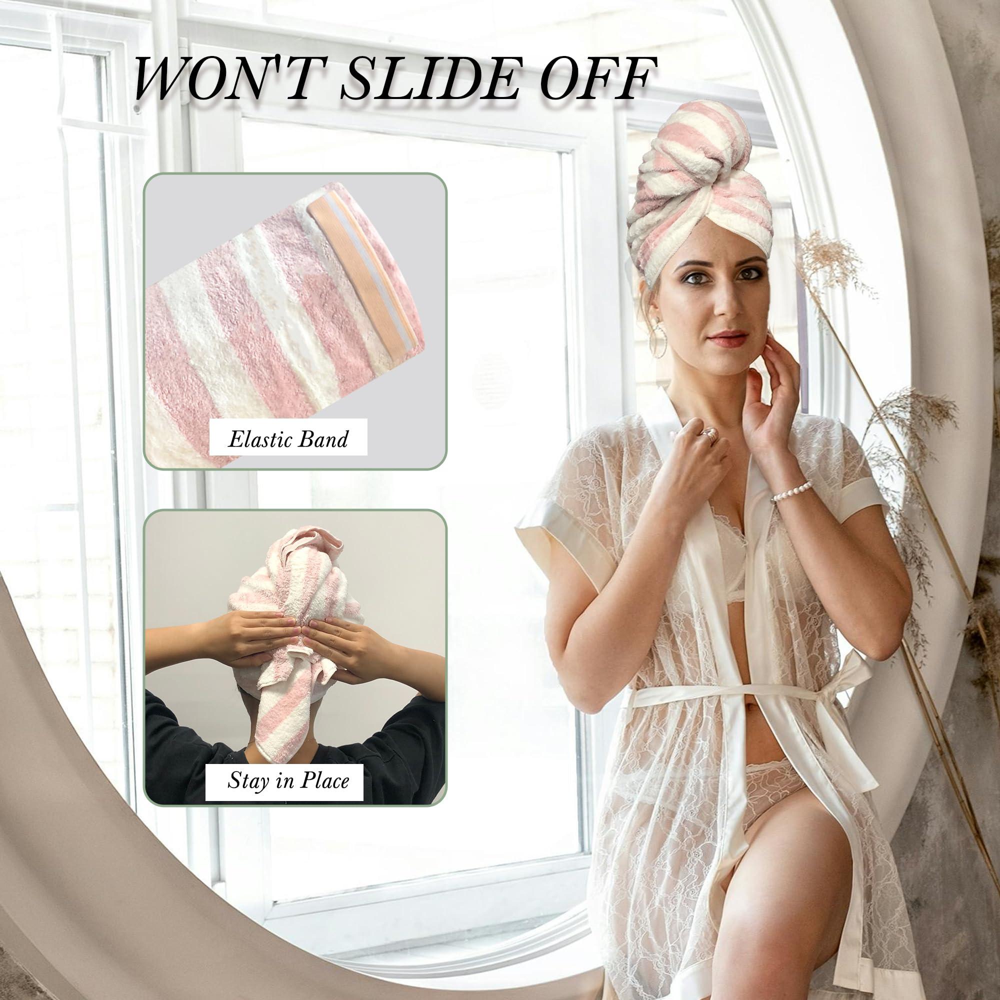 Chloven Chloven Large Microfiber Hair Towel Wrap for Women - 2 Pack Absorbent, Oversized Hair Wrap Towels for Quick Drying - Soft & Gentle Turban Towel for Women - Perfect for Curly, Straight, Thick Hair