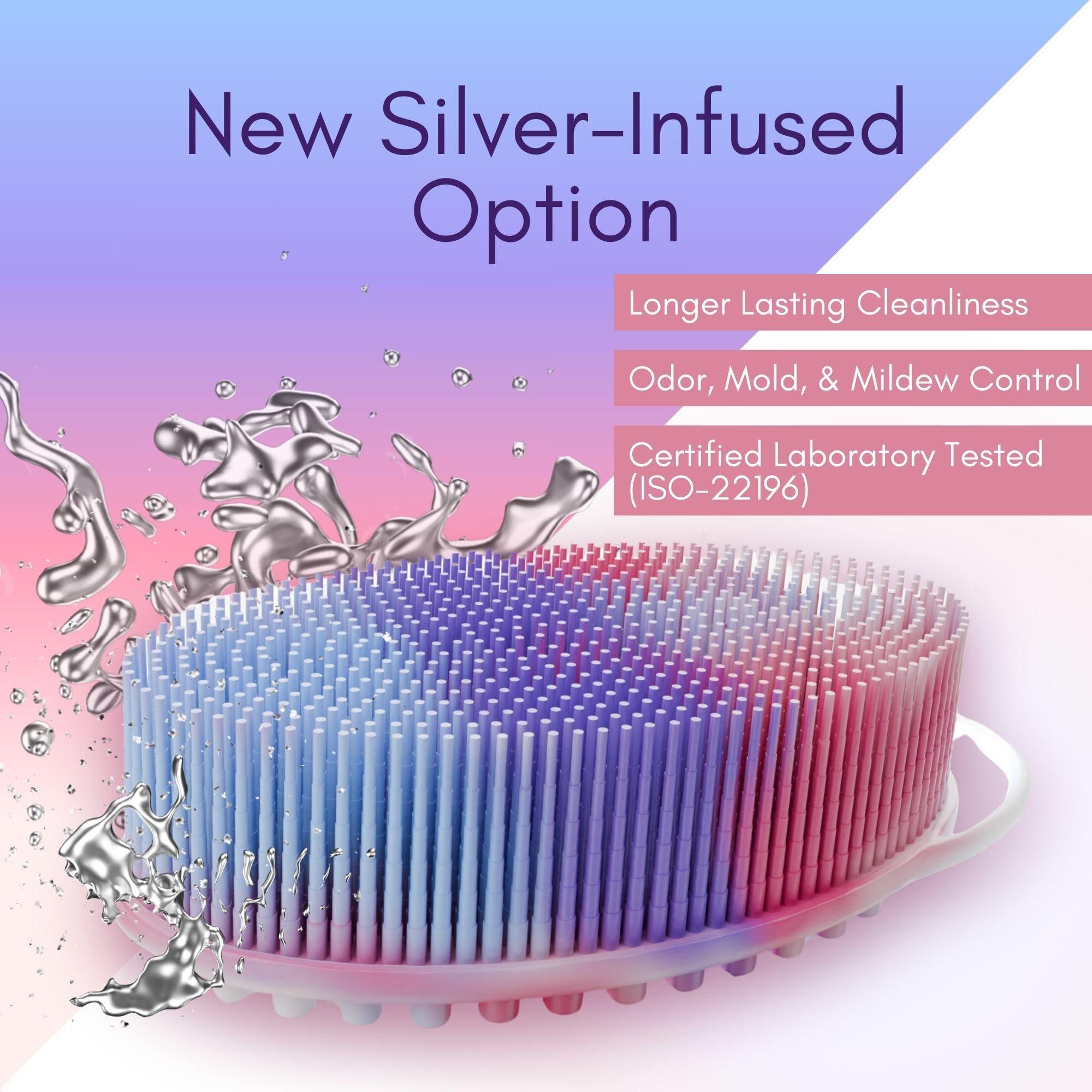 Avilana Avilana Silicone Exfoliating Body Scrubber Dual-Sided Silicone Loofah for Shower, Body Scrubber for Men & Women, Gentle Loofa Alternative, Easy-to-Clean Silicone Body Scrubber (Marbled with Silver)