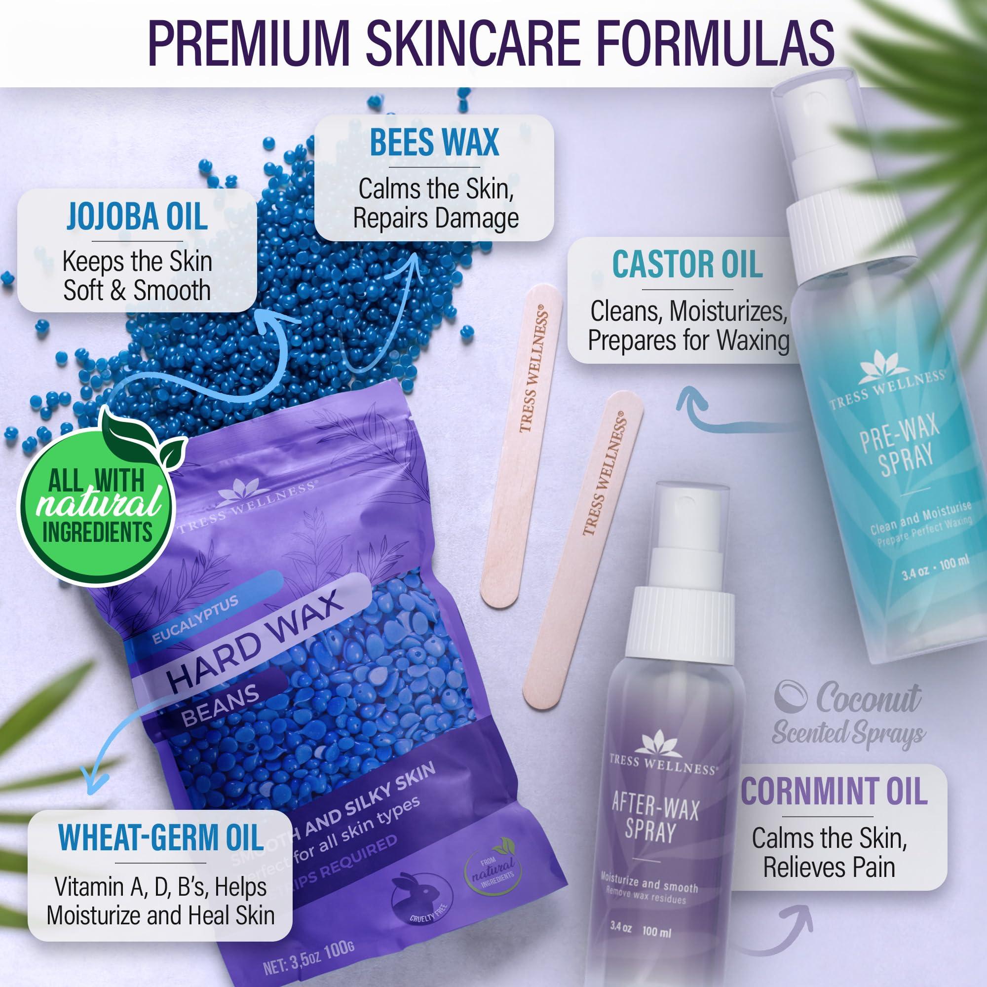 Tress Wellness Tress Wellness Waxing Kit for Brazilian Wax - Easy to Use - For Sensitive Skin - Digital Display, Black Purple Flower