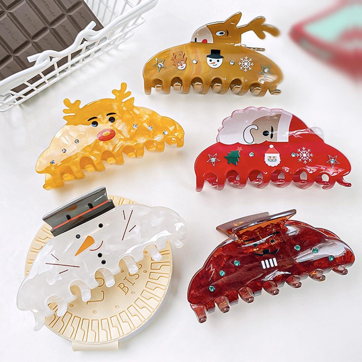 OMG Decor Christmas Volcano Hair Clips,Acrylic Hair Clips,Small Claw Clips for Girl,Hair Accessories