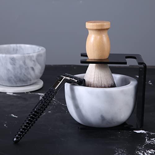aisiming aisiming Marble Shaving Bowl for Shaving Soap & Cream, Shave Soap Cup Keep Warm Better, Produce Rich Foam Shaving Mug, Easy to Lather, Shaving Cup Gift for Men(White Grey)