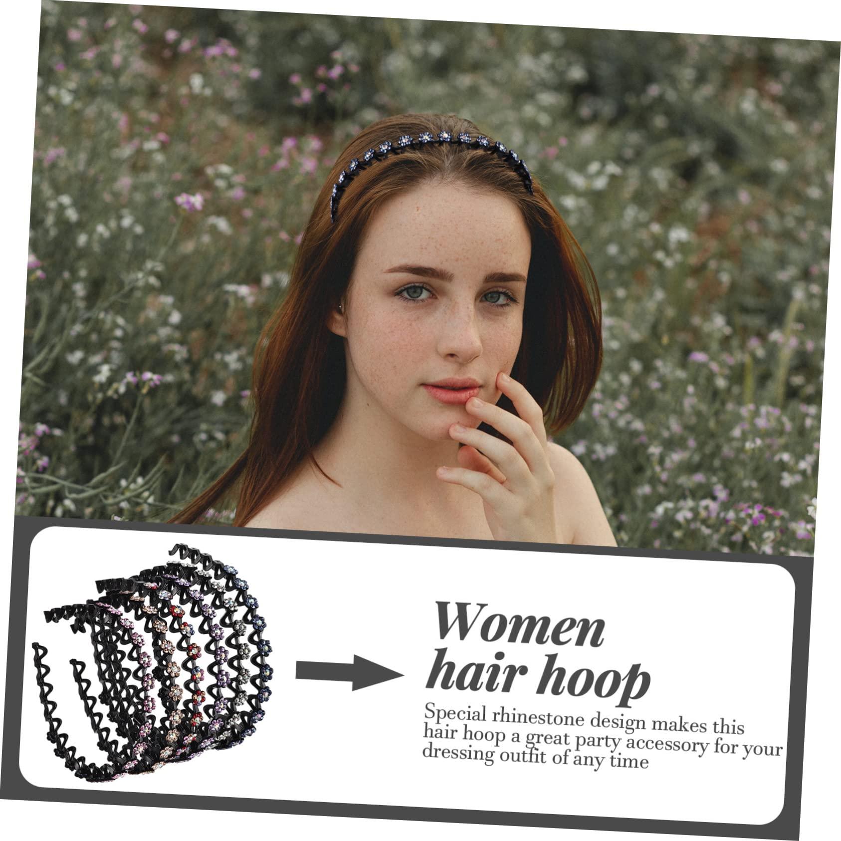 NOLITOY NOLITOY Vintage Rhinestone Flower Headband Fashion Girl Hair Accessories Daily Headdress for Women