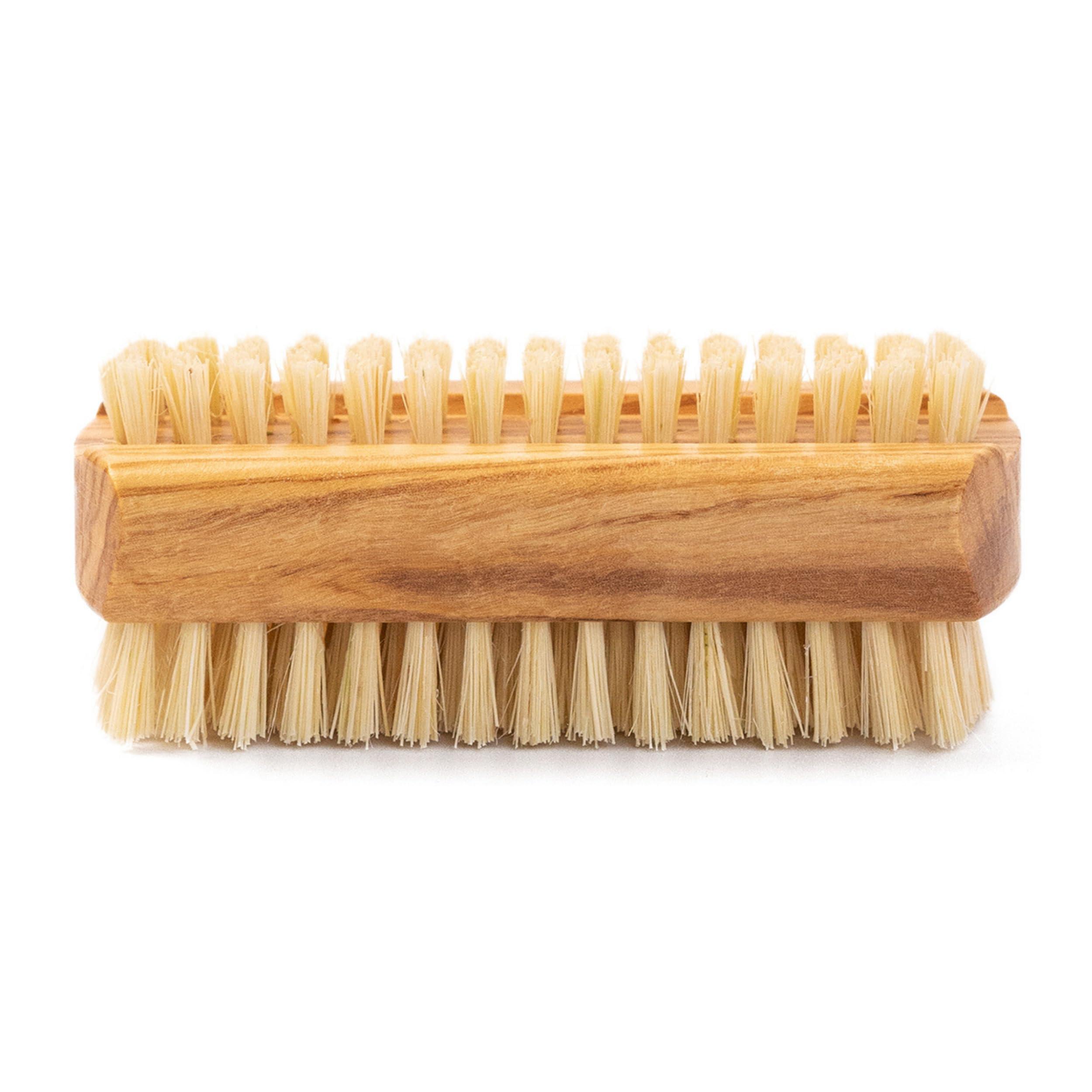 Eco Bath London Eco Bath London Natural Nail Brush - Eco-Friendly Double-Sided Nail Cleaning Brush with Firm and Soft Cactus Bristles for Manicure and Pedicure (Olive Wood (R))