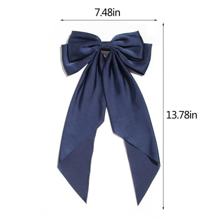 LFOUVRE LFOUVRE 1pc Navy Hair Bows for Women and 10pcs Navy Velvet Hair Ties