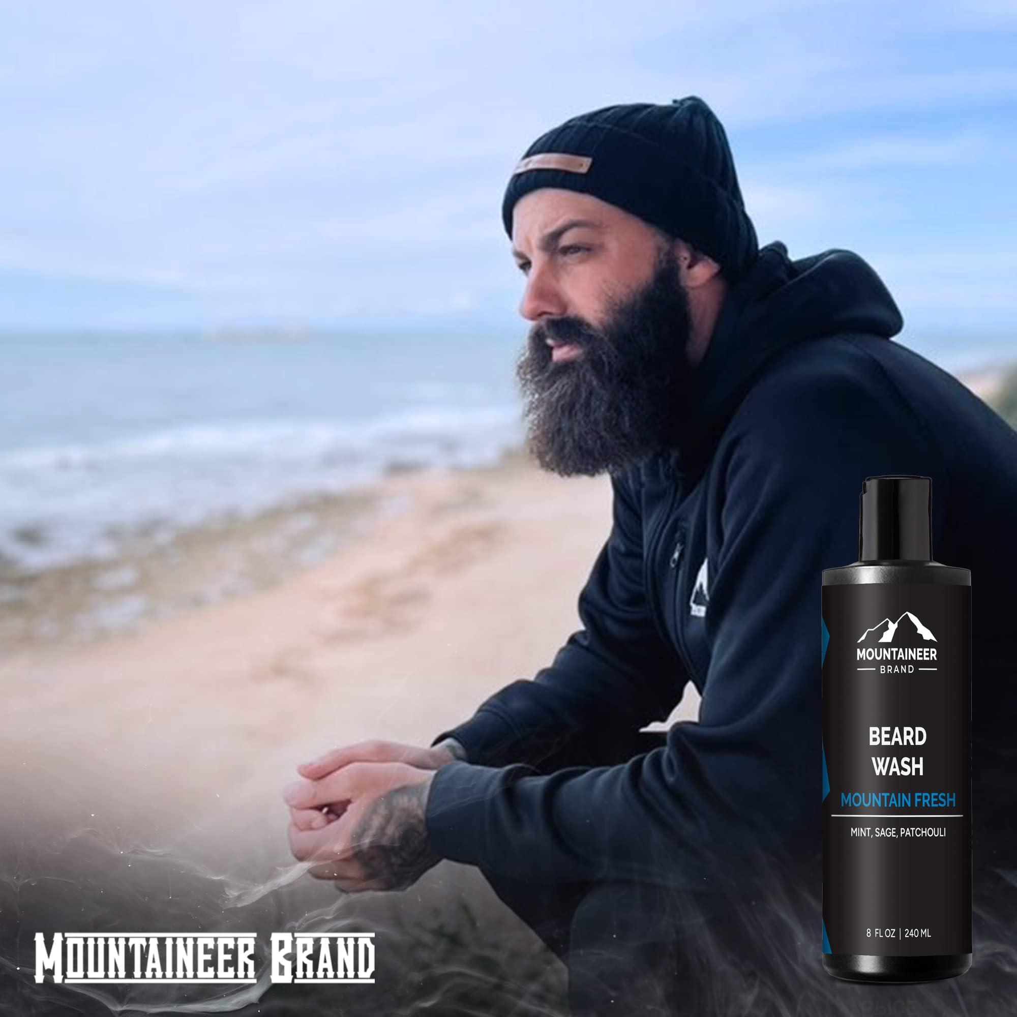 Mountaineer Brand Mountaineer Brand Beard Wash For Men | 100% Natural Beard Shampoo | Thick Cleaning Softening Lather for Hair and Skin | Hydrate and Detangle | Grooming Treatment | Mountain Fresh Scent 8oz