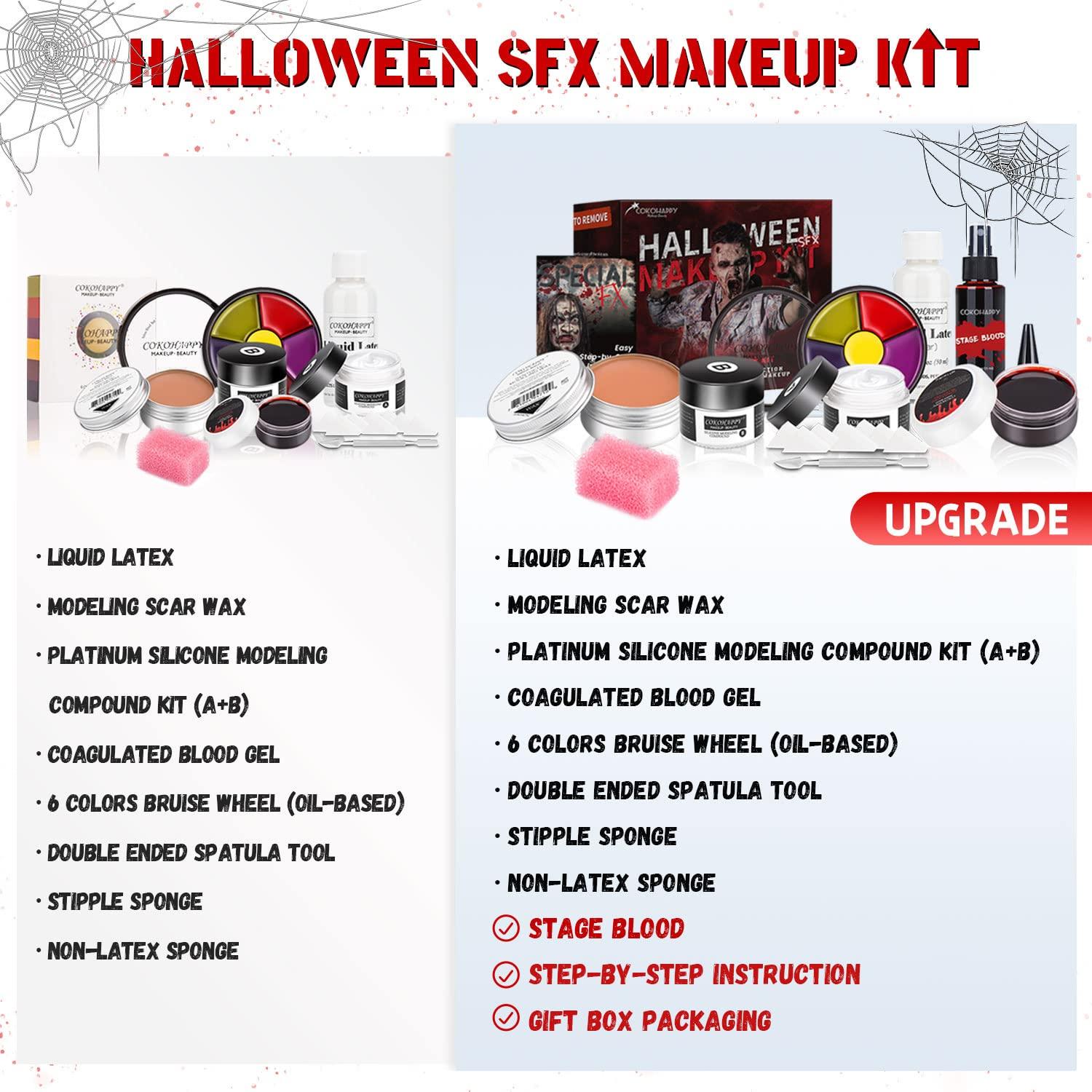 COKOHAPPY COKOHAPPY Halloween SFX Makeup Kit - 3 Ways Create Special Effect Stage THEATRICAL MAKEUP KIT for professional Body & Face Paint