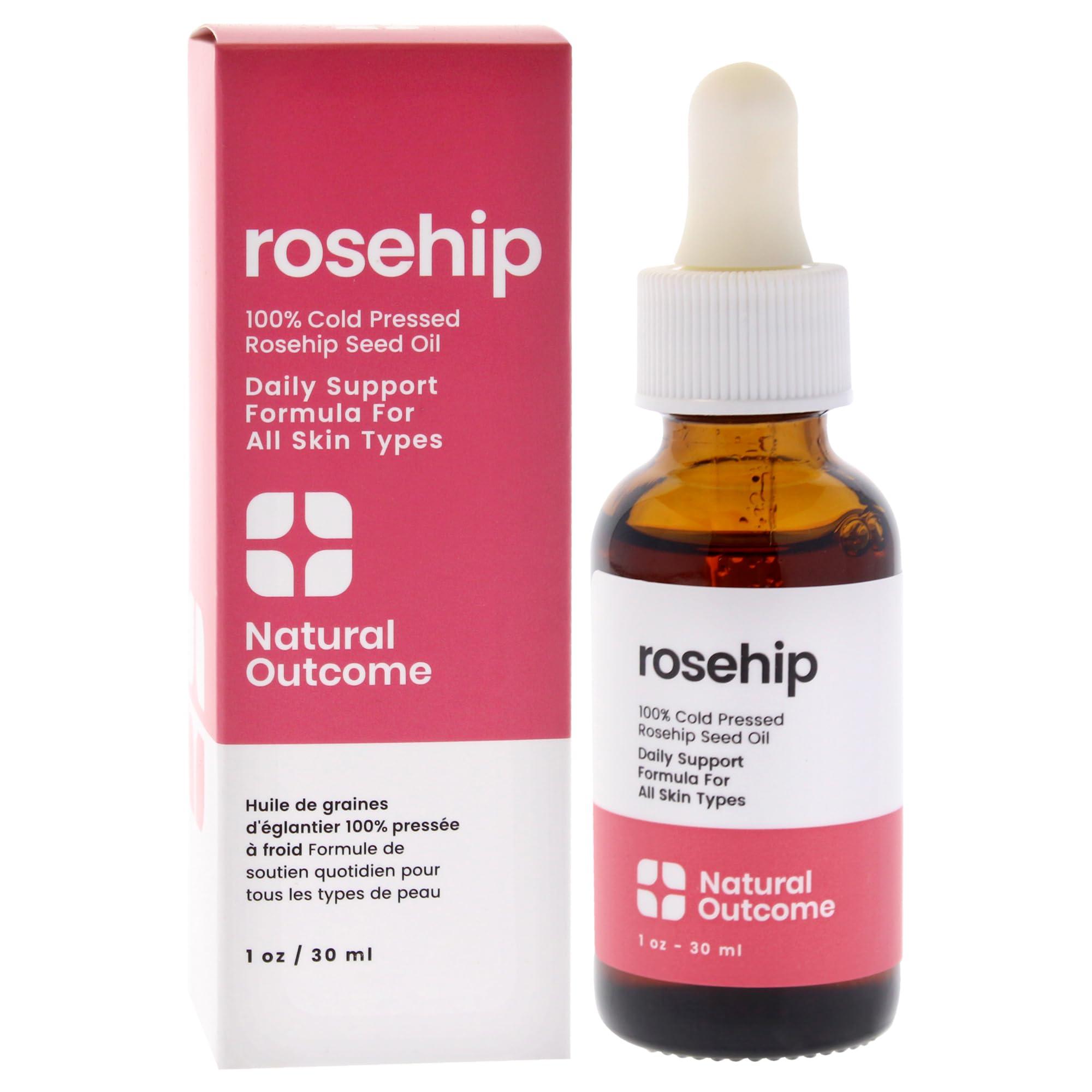 natural outcome natural outcome Rosehip Oil 100% Pure Cold-Pressed Rosehip Seed Face Oil - Anti-Aging Facial Oil to Plump, Balance & Hydrate 1 oz