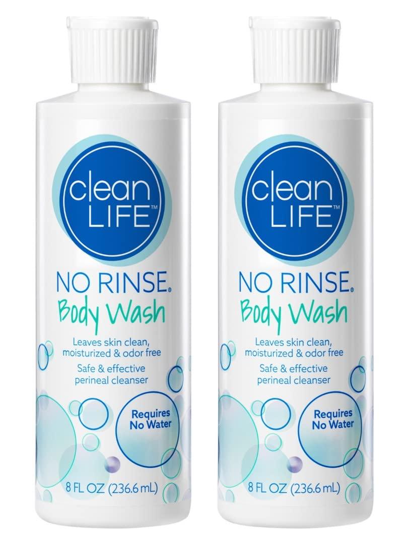 No-Rinse No-Rinse Body Wash, 8 fl oz - Leaves Skin Clean, Moisturized and Odor-Free, Rinse-Free Formula (Pack of 2)