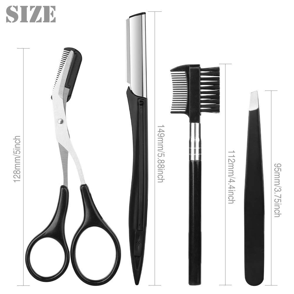 Mostfun 4 Pcs Eyebrow Trimming Kit Eyebrow Grooming Set with Tweezers Scissors Eyebrow Razor and Eyebrow Brush for Women and Men