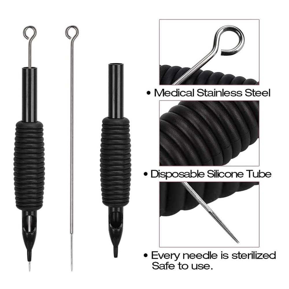 TTOOGO Tattoo Needles And Tubes Combo - 20Pcs Tattoo Needles/25Mm with Disposable Tubes,Different Sizes 3RL 5RL 7RL 9RL 5RS 7RS 9RS 5M1 7M1 9M1 for Tattoo Machines Tattoo Kit Tattoo Supplies,15F