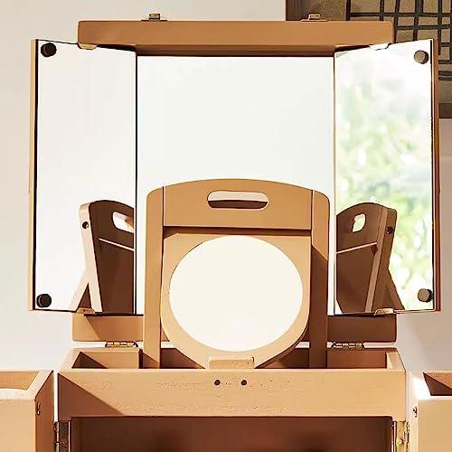 BENGAOTH-O Makeup & Jewelry Storage, Solid Wood Makeup Organizer Box,Portable Large Capacity Skincare Storage Cabinet with Mirror, Cosmetic Display Case with Drawers , Brush Perfume Jewelry Lipsticks Holder , Mu